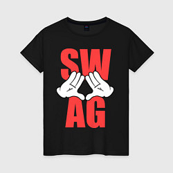 Футболка хлопковая женская SWAG Hands, цвет: черный