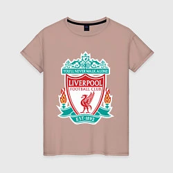 Футболка хлопковая женская Liverpool FC, цвет: пыльно-розовый