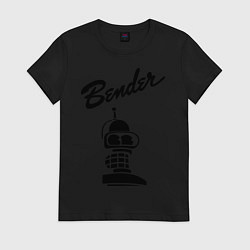 Футболка хлопковая женская Bender monochrome, цвет: черный