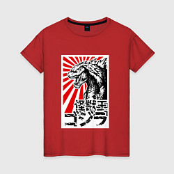 Футболка хлопковая женская Godzilla Poster, цвет: красный