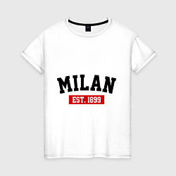 Футболка хлопковая женская FC Milan Est. 1899, цвет: белый