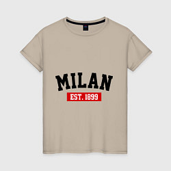 Футболка хлопковая женская FC Milan Est. 1899, цвет: миндальный