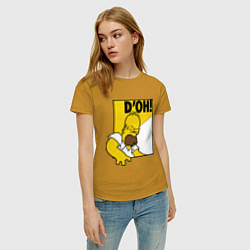 Футболка хлопковая женская Homer D'OH!, цвет: горчичный — фото 2
