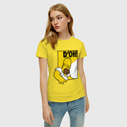 Футболка хлопковая женская Homer D'OH!, цвет: желтый — фото 2