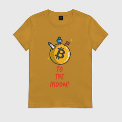 Футболка хлопковая женская To the moon!, цвет: горчичный