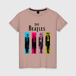 Футболка хлопковая женская Walking Beatles, цвет: пыльно-розовый