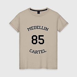 Футболка хлопковая женская Medellin Cartel 85, цвет: миндальный