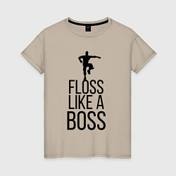 Футболка хлопковая женская Floss like a boss, цвет: миндальный