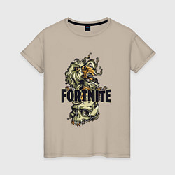 Футболка хлопковая женская Fortnite Skull, цвет: миндальный