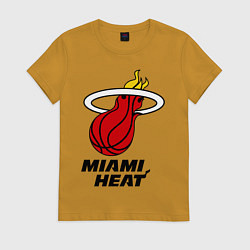Футболка хлопковая женская Miami Heat-logo, цвет: горчичный