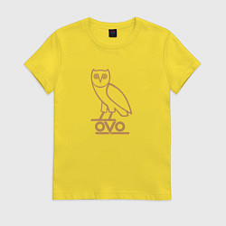 Футболка хлопковая женская OVO Owl, цвет: желтый