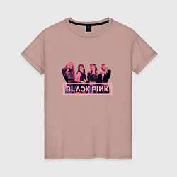 Футболка хлопковая женская Black Pink Band, цвет: пыльно-розовый