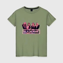 Футболка хлопковая женская Black Pink Band, цвет: авокадо