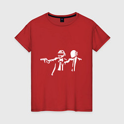 Футболка хлопковая женская Daft Punk, цвет: красный