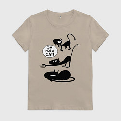 Футболка хлопковая женская I'm not a CAT!, цвет: миндальный