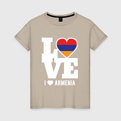 Футболка хлопковая женская Love Armenia, цвет: миндальный