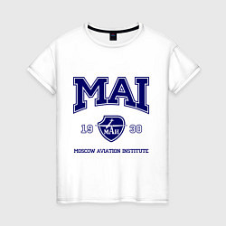 Футболка хлопковая женская MAI University, цвет: белый