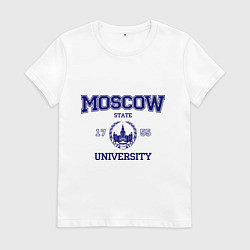 Футболка хлопковая женская MGU Moscow University, цвет: белый