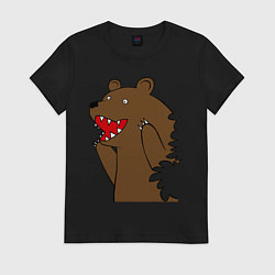 Футболка хлопковая женская Медведь цензурный, цвет: черный
