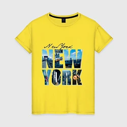 Футболка хлопковая женская White New York, цвет: желтый