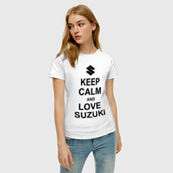 Футболка хлопковая женская Keep Calm & Love Suzuki, цвет: белый — фото 2