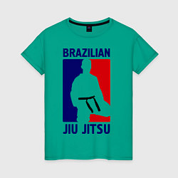 Футболка хлопковая женская Brazilian Jiu jitsu, цвет: зеленый