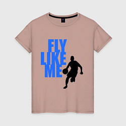 Футболка хлопковая женская Fly like me, цвет: пыльно-розовый