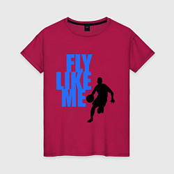 Футболка хлопковая женская Fly like me, цвет: маджента