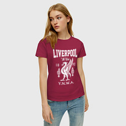 Футболка хлопковая женская Liverpool YNWA, цвет: маджента — фото 2