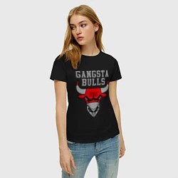 Футболка хлопковая женская Gangsta Bulls, цвет: черный — фото 2