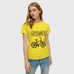 Футболка хлопковая женская Lets bike it, цвет: желтый — фото 2