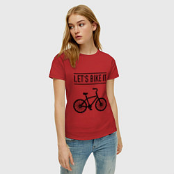 Футболка хлопковая женская Lets bike it, цвет: красный — фото 2