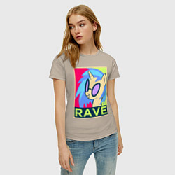 Футболка хлопковая женская DJ Pon-3 RAVE, цвет: миндальный — фото 2