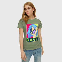 Футболка хлопковая женская DJ Pon-3 RAVE, цвет: авокадо — фото 2