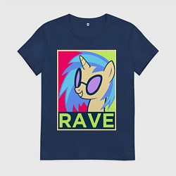 Футболка хлопковая женская DJ Pon-3 RAVE, цвет: тёмно-синий