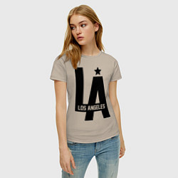 Футболка хлопковая женская Los Angeles Star, цвет: миндальный — фото 2