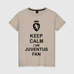 Футболка хлопковая женская Keep Calm & Juventus fan, цвет: миндальный