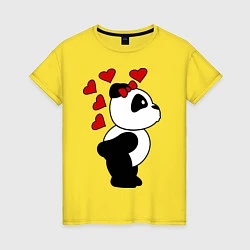 Футболка хлопковая женская Поцелуй панды: для нее, цвет: желтый