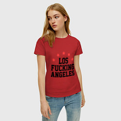 Футболка хлопковая женская Los Fucking Angeles цвета красный — фото 2
