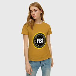 Футболка хлопковая женская FBI Departament, цвет: горчичный — фото 2
