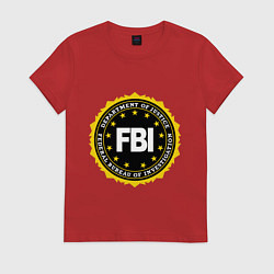 Футболка хлопковая женская FBI Departament, цвет: красный