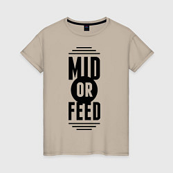 Футболка хлопковая женская Mid or feed, цвет: миндальный