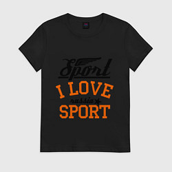 Футболка хлопковая женская I love sport, цвет: черный