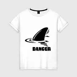 Футболка хлопковая женская Danger Shark, цвет: белый