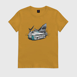 Футболка хлопковая женская Toyota Chaser 100, цвет: горчичный