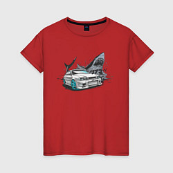 Футболка хлопковая женская Toyota Chaser 100, цвет: красный