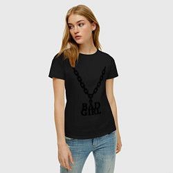 Футболка хлопковая женская Bad girl chain цвета черный — фото 2