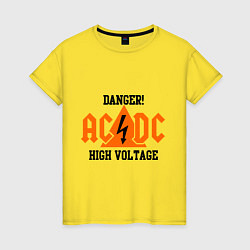 Футболка хлопковая женская AC/DC: High Voltage, цвет: желтый