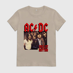 Футболка хлопковая женская Girls got the rhythm, цвет: миндальный