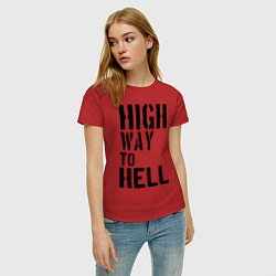 Футболка хлопковая женская High way to hell, цвет: красный — фото 2
